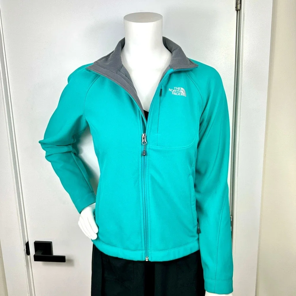 The North Face Softshell Zip Up Jacket XS Teal Green Blue Sporty Casual Layering